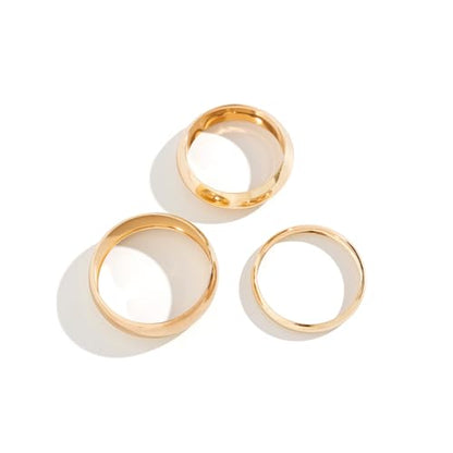 3Pcs Gold Plated Stack Bangle Bracelets for Women,Minimalism Statement Geometric High Polish Bangle Sets Striking Valentine's Day Jewelry Gitfs