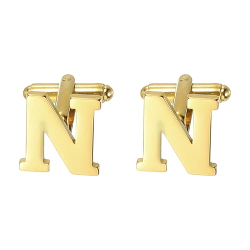 PATIKIL Initial Cufflinks, Classic Alphabet Stainless Steel Men Cuff Links 26 Letters A-Z with Box for Men Father Husband Weddings Gift Business Birthday - style: Letter N