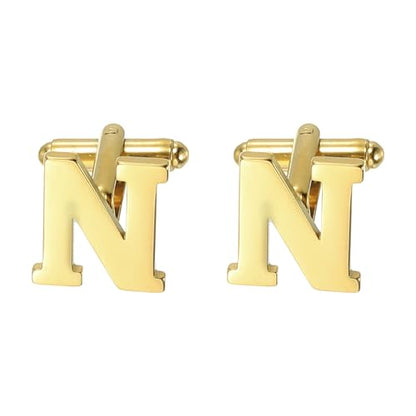 PATIKIL Initial Cufflinks, Classic Alphabet Stainless Steel Men Cuff Links 26 Letters A-Z with Box for Men Father Husband Weddings Gift Business Birthday - style: Letter N