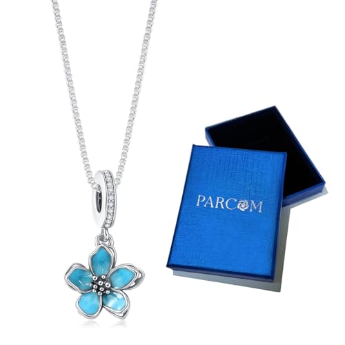 925 Sterling Silver Dainty Necklaces for Women Pendant Jewelry Gift for Her | Hypoallergenic Ocean Animal Love Cherry Blossom Jewelry, Ideal Valentine Birthday Christmas Graduation Gift for Wife Mom - color: Silver Deep Blue Cherry Blossom
