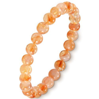 Agate Round Beaded Bracelet for Women Men Natural Agates Stone Healing Bracelets Stretch Elastic Handmade Polished Gemstone Beads Bracelet - color: Yellow Tower Crystal, size: 8mm Beads