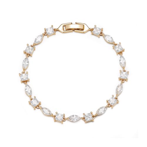 FANZE Gold Plated Cubic Zirconia Tennis Bracelets for Women Dainty Trendy Adjustable Bracelet Jewelry Gift for Ladies Wedding Mother Birthday Anniversary - style: Style 12