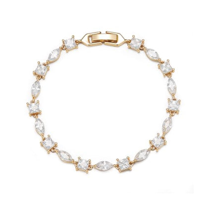 FANZE Gold Plated Cubic Zirconia Tennis Bracelets for Women Dainty Trendy Adjustable Bracelet Jewelry Gift for Ladies Wedding Mother Birthday Anniversary - style: Style 12