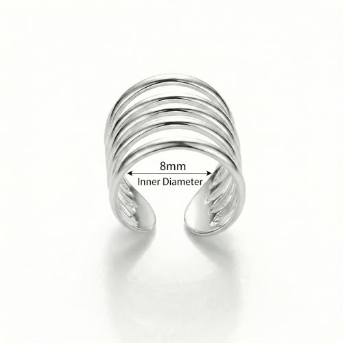 925 Sterling Silver Ear Cuff, Handmade Single Band Adjustable Non Piercing Clip On Cartilage Earring, Minimalist Ear Wrap Faux Piercing Jewelry for Women - style: Multi Band