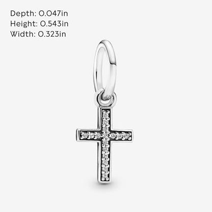 PANDORA Sparkling Cross Dangle Charm - Faith Symbol Design with Cubic Zirconia Stones - Hand-Finished - Jewelry for Her with Gift Box - Compatible with Moments & ME Charm Bracelets - Sterling Silver