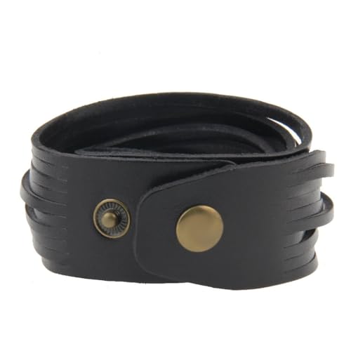 JAOYU Punk Leather Cuff Bracelet Goth Leather Wristband Rock Bracelet Biker Bracelet for Men Leather Armband Black Handmade Jewelry - color: Leather Snap Band