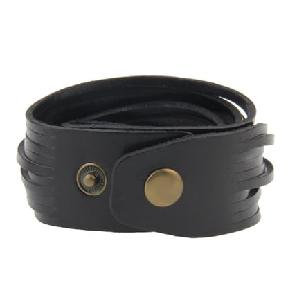 JAOYU Punk Leather Cuff Bracelet Goth Leather Wristband Rock Bracelet Biker Bracelet for Men Leather Armband Black Handmade Jewelry - color: Leather Snap Band