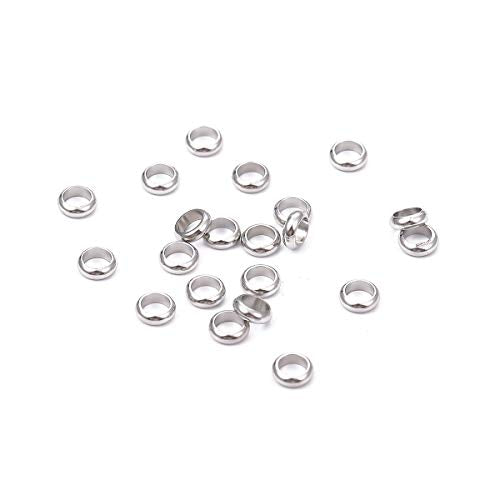 Stainless Steel Spacer Beads 2.5x1mm Rondelle Loose Charm Caps Beads for DIY Jewelry Making 100pcs with 1.5mm Hole - color: 2.5x1mm 1.5mm