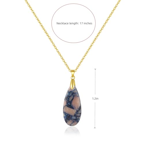 Inspirational Gifts Healing Gold Pendant Gold Necklaces for Women，Get Well Soon Encouragement Gifts for Women Friends Sister Mom, Natural stone Pendant Healing boho Friendship Jewelry for women - color: Blue Pink - Gold