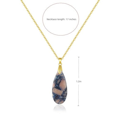 Inspirational Gifts Healing Gold Pendant Gold Necklaces for Women，Get Well Soon Encouragement Gifts for Women Friends Sister Mom, Natural stone Pendant Healing boho Friendship Jewelry for women - color: Blue Pink - Gold