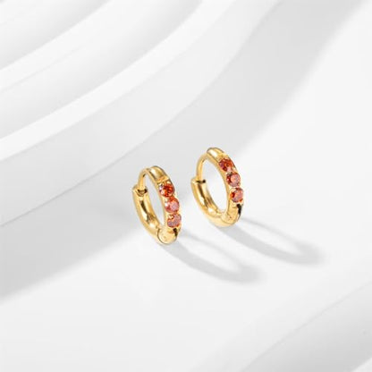 Hypoallergenic Unisex Surgical Steel Small Cubic Zirconia Huggie Hoop Earring, Color Gold - Silver - Rose Gold - Black - Rainbow, Size 6mm- 12mm Safe for Sensitive Ear - style: N06: 6MM - Gold - Red Cubic Zirconia