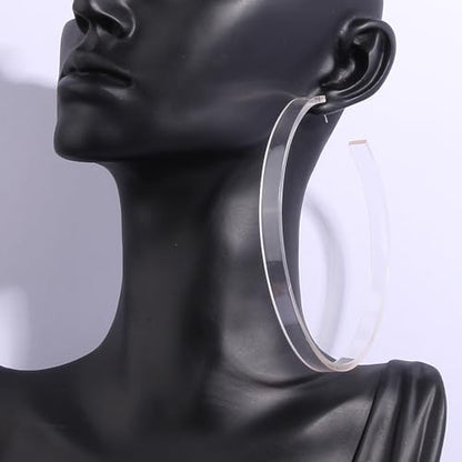 Colorful Big Hoop Earring Acrylic Open Large Hoop Earrings C Shape Trendy Chunky Earrings 80s 90s Retro Lightweight Statement Ear Jewelry Earring For Women - color: 9cm Pink