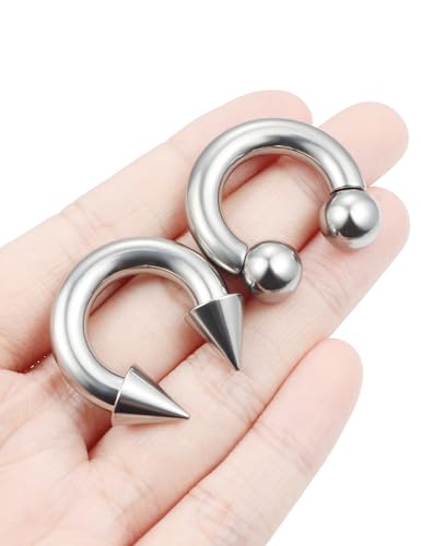 F136 Titanium 20/18/16/14/12/8/4/2g Septum Nose Rings Gauge Earrings Lip Rings Prince Albert Jewelry Internally Threaded Horseshoe Hoop Piercings - size: 2g*16mm