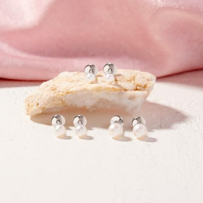 In Season Jewelry Simulated Pearl Kids Earrings – Sterling Silver