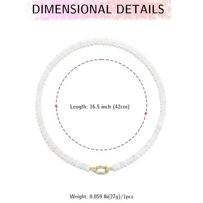 CONRAN KREMIX Colorful Stone Beaded Necklace for Women,Natural Gemstone Bead Choker Necklaces Boho Summer Beach Layering Necklace Jewelry Gift for Women - color: Clear white