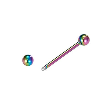 VCMART 12mm-18mm 14G Tongue Rings Nipple Straight Barbells Surgical Steel Body Piercing Jewelry - style: Style E2 -12pcs, rainbow