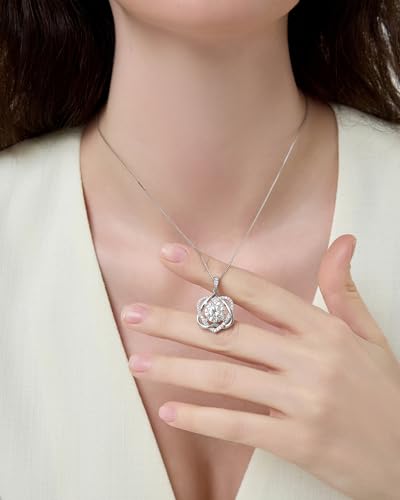 InfinityLove Heart Pendant Necklaces for Women, 2-5 Carat Moissanite Heart Necklace, Anniversary Birthday Christmas Valentine Engagements Mothers Day Jewelry for Wife Her Girlfriend Mom Daughter - color: Silver-3CT