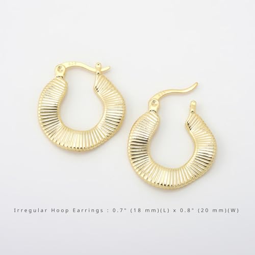 RENAIZ Dainty Lightweight Hoop & Stud Earrings for Women – 14K Gold Plated & Rhodium Plated, Minimalist Geometric Hypoallergenic Jewelry, Tiny Dainty Everyday Studs and Hoops - color: Yellow Gold, style: Irregular