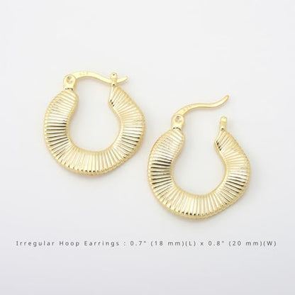 RENAIZ Dainty Lightweight Hoop & Stud Earrings for Women – 14K Gold Plated & Rhodium Plated, Minimalist Geometric Hypoallergenic Jewelry, Tiny Dainty Everyday Studs and Hoops - color: Yellow Gold, style: Irregular