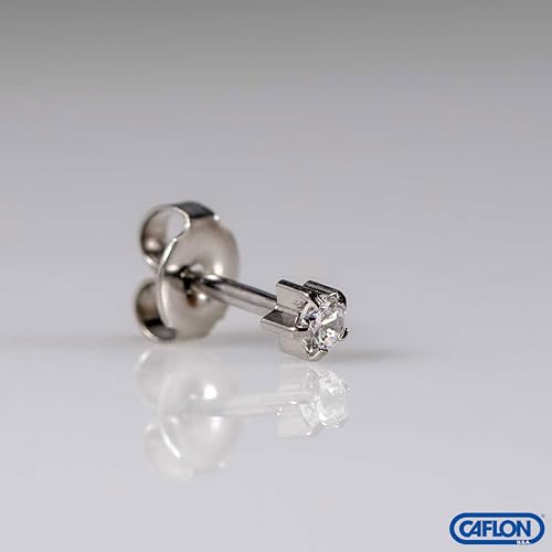 Caflon 16G CZ Sterile Piercing Studs, Hypoallergenic, 3/4/5mm, 12 Pack | FDA & EC compliant piercing studs. Nickel-safe, sterile-packaged, secure butterfly backs, tarnish-resistant finish. - size: 3mm, style: Stainless Steel