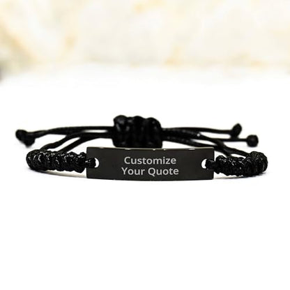 Personalized Christian Bible Verses Black Rope Bracelet Inspirational Scripture ID Cross Religious Quote Faith God Engraved Adjustable Customized Gifts for Men Women Kiss Him Husband Father Bois - style: Personalized (Only Text)