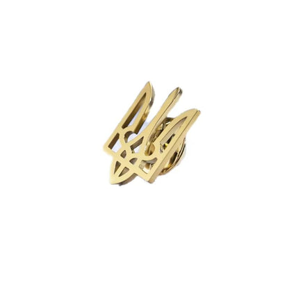 Fashionable Ukrainian national emblem cufflinks, men's stainless steel Ukrainian symbol cufflinks, French shirt cuff link brooch - color: Brooch -gold