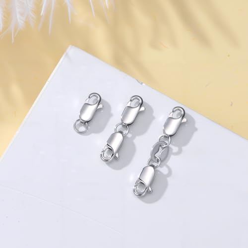 925 Sterling Silver Lobster Clasp for DIY Necklace Bracelet Jewelry Making, Double Spring Clasp with Closed Jump Rings, Necklace Extender Clasp Connector Bracelet Extension (Style 7) - style: Style 7