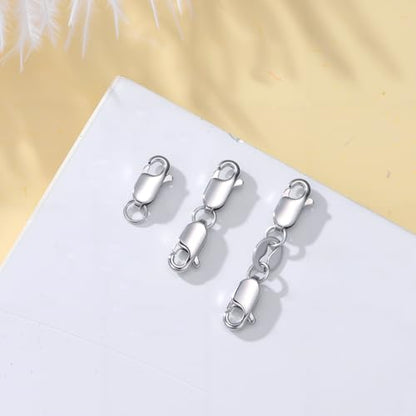 925 Sterling Silver Lobster Clasp for DIY Necklace Bracelet Jewelry Making, Double Spring Clasp with Closed Jump Rings, Necklace Extender Clasp Connector Bracelet Extension (Style 7) - style: Style 7