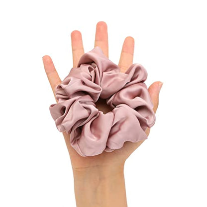 4 PCS Large Satin Silk Scrunchies for Women Big Hair Scrunchies Thick Hair | Blue Green Rose-Red Champagne / Stretched 10" Length / No Damage / Gift Box /Diameter: 5 inches / All Hairstyles - color: Blue Green Rose-Red Champagne, size: 1 Count (Pack of 4)