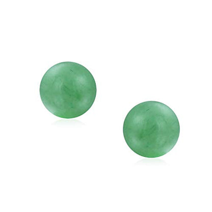 Classic Birthstones Gemstone 10MM Ball Stud Earrings .925 Sterling Silver - color: Green Aventurine