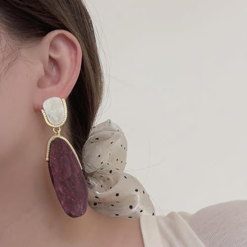 Acrylic Geometric Earrings Multilayer Resin Earrings Long Drop Dangle Earrings Acetate Tassel Earrings Long Pink Cute Jewelry Design for Women - color: White+Purple