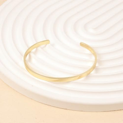AOZEL Gold Bangle Cuff Bracelets for Women Trendy Chunky Adjustable Twist Love Textured Bracelet Jewelry Gifts - color: Gold Polished