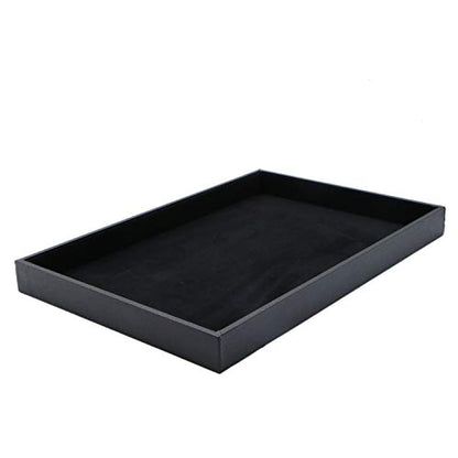 Velvet Jewelry Tray for Drawers Black Jewelrys Display Tray Stackable Jewelry Organizer Trays for Necklace Bracelet Ring Watch (1, Black) - color: Black