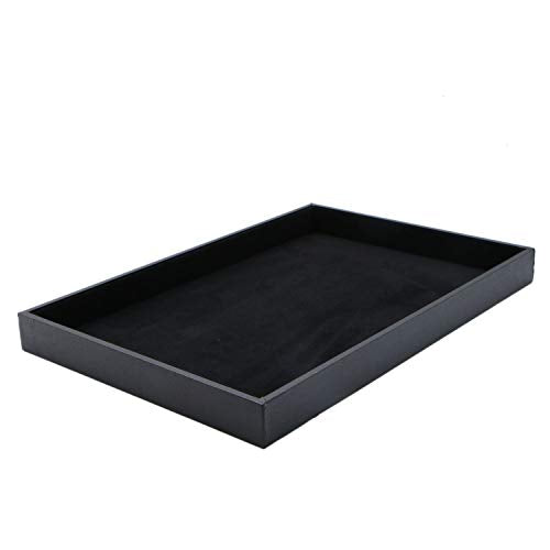 Velvet Jewelry Tray for Drawers Black Jewelrys Display Tray Stackable Jewelry Organizer Trays for Necklace Bracelet Ring Watch (1, Black) - color: Black