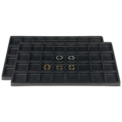 2-Pack 32-Compartments Flocked Velvet Jewelry Display Inserts - Tray/Case Liners - Ring Earrings Storage, (Black) by The Display Guys - color: Black, size: Compartments - 32