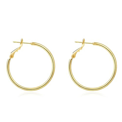 14K Gold Plated 925 Sterling Silver Posts large Hoop Earrings for Women, Hypoallergenic Big Hoop Earrings Lightweight Jewelry for Women 30/40/50/60/70MM - color: Gold-30mm