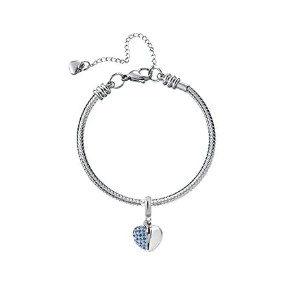 KunBead Daughter Heart I Love You Birthstone Dangle Charms Compatible with Pandora Bracelet Gift for Womens Birthday - color: Deep Blue