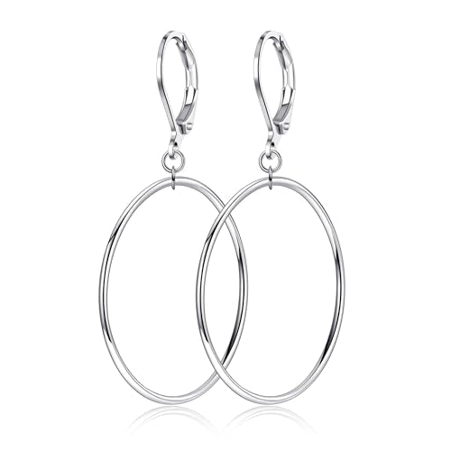 Silver Large Big Circle Hoop Dangle Earrings for Women Hypoallergenic - style: Silver 50mm