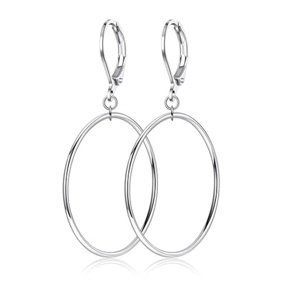 Silver Large Big Circle Hoop Dangle Earrings for Women Hypoallergenic - style: Silver 40mm