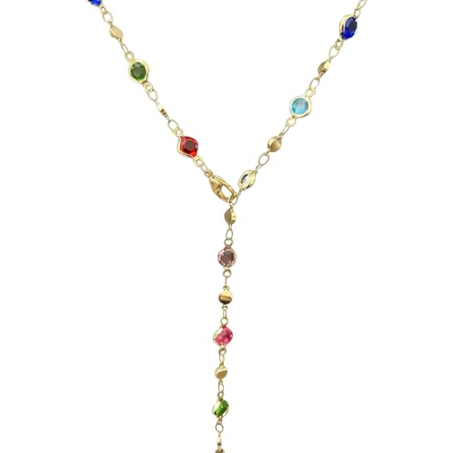 Lariat Necklaces for Women, Dainty Minimalist Knotted Rope Design Pendant Long Y Necklaces 18k Gold Plated Trendy Chain Jewelry - color: Gold, style: Multi-Colored