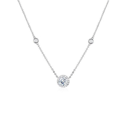 18K Gold Plated Elegant Sterling Silver Necklace with Round Cubic Zirconia Pendant – Minimalist Jewelry for Women