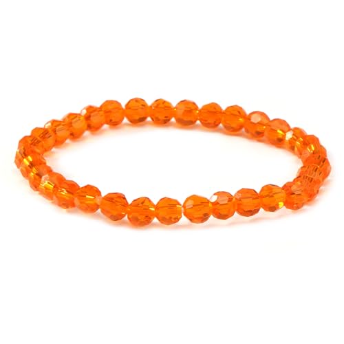 Handmade Stackable Rice Seed Beaded Ball Bracelets set for women, Romantic Boho Trendy Acrylic Glass Stretch Accessories Multi Layer Jewelry, Daily Wear Party Holiday Friendship Gift - color: Orange