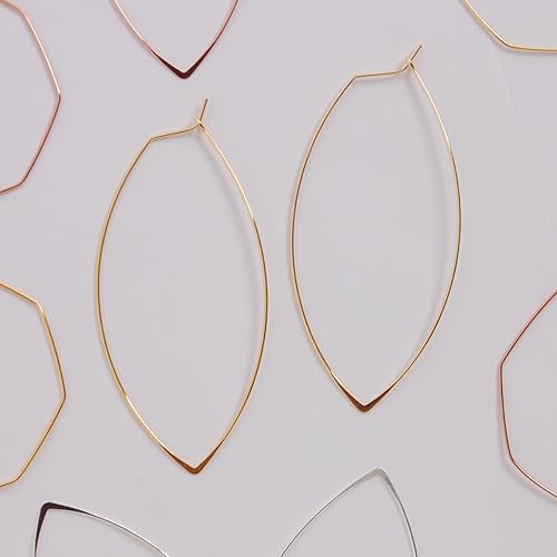 Marquise Large Hoop Earrings for Women | Plated in 18K Gold or 925 Sterling Silver, Hypoallergenic and Safe for Sensitive Ears - color: 3" inch - 18K Gold Plated