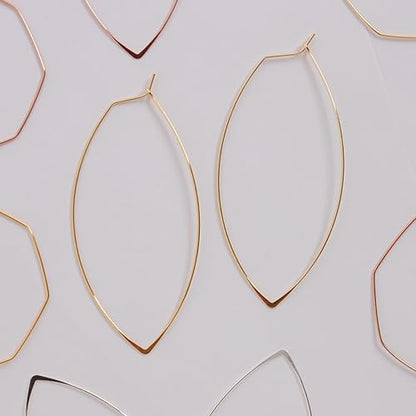 Marquise Large Hoop Earrings for Women | Plated in 18K Gold or 925 Sterling Silver, Hypoallergenic and Safe for Sensitive Ears - color: 3" inch - 18K Gold Plated