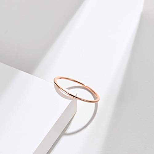 Women's Stainless Steel 1MM Thin Plain Midi Stacking Ring Band Comfort Fit, Size 3 to 10 - color: 1mm Dome - Rose G