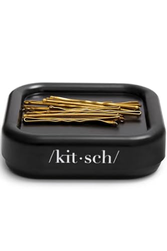 Kitsch Magnetic Bobby Pin Holder - Black, 1 Pc | Cute Stuff, Strong Magnetic Pin Holder for Desk & Vanity, Securely Holds Metal Hair Clips, Bobby Pins & Paper Clip