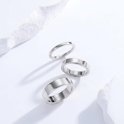 2mm 4mm 6mm Thin Titanium Wedding Rings Band for Women Man - color: Silver-4mm