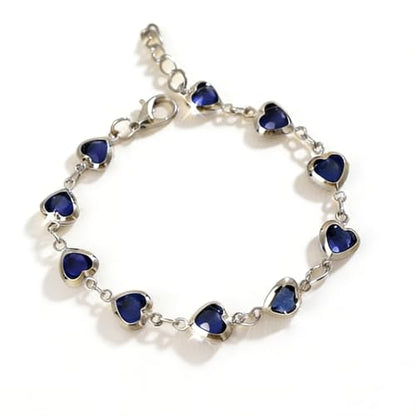 1pc Heart Shape Bracelet With Colorful Rhinestone Beads,Small And Fresh Style(No Box) Valentines,Mother's Day,Gift - color: Silver-Blue, size: One Size