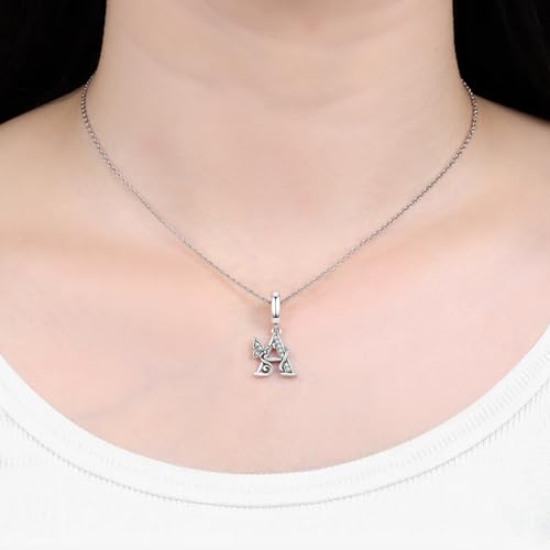 2 Pack 925 Sterling Silver Butterfly Letter Charms for Bracelets and Necklace Alphabet Initial Dangle Pendants Round Spacer Beads Pave Cubic Zirconia Jewelry Gift for Women - color: A Set