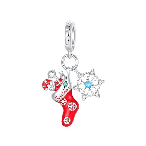925 Sterling Silver Charms fits Bracelets and Necklace Pendant Bead Charms Jewelry Gift for Women Family Friends - style: Christmas Stockings Charm